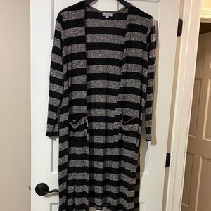 LULAROE - Black and Gray Striped Cardigan